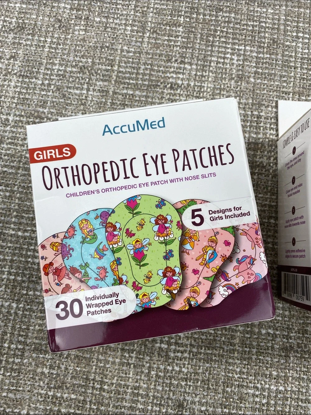 Girls Orthopedic Eye Patches - Pink & Green Designs (30 Count) 60 total